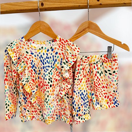 Conjunto Canelado Comfy: Blusa Manga Longa + Shortinho