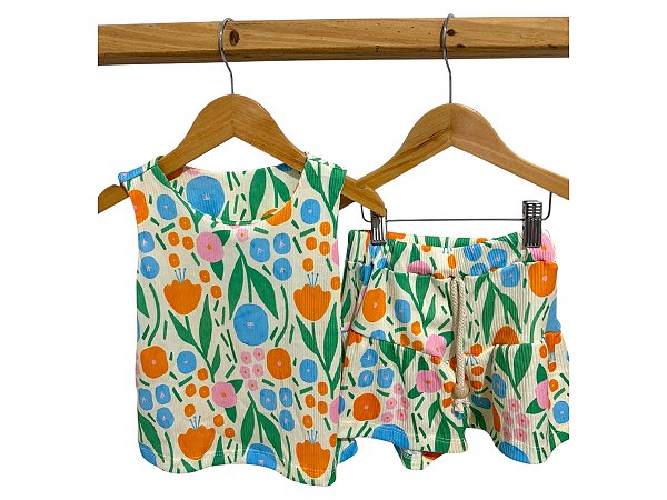 Conjunto Canelado Comfy: Regatinha + Short-Saia