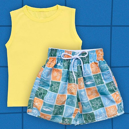 Conjunto Regata + Short Tactel - Coqueiro