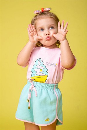 Conjunto T-Shirt + Short Moletinho - Sorvete