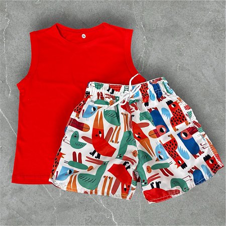 Conjunto Regata + Short Tactel - Pássaros
