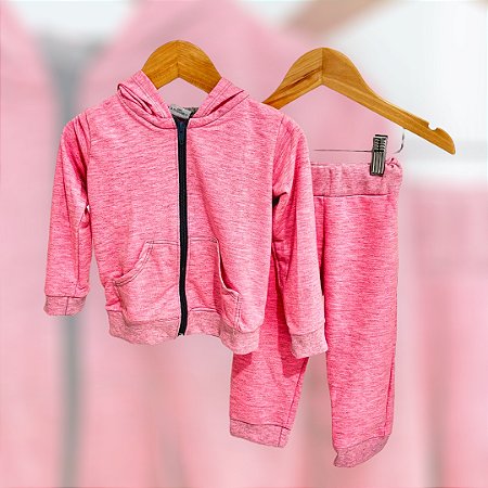 Conjunto Casaco Moletom + Calça - Rosa