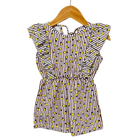 Macaquinho Magenta em Cotton Limãozinho