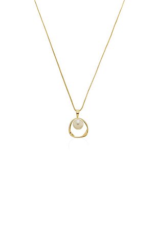 Colar com Pingente Orgânico de Pérola Ouro