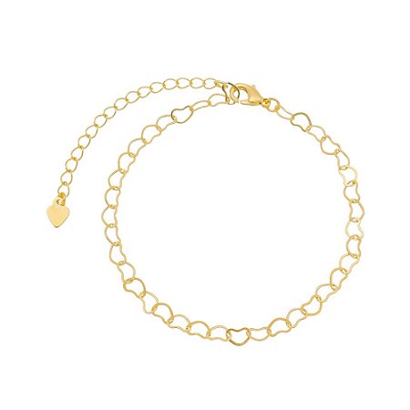 Pulseira de Elos de Coração Ouro