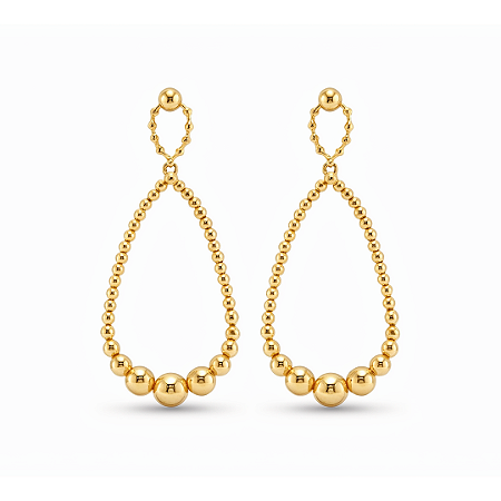 Brinco Pendulo Bolinhas Ouro