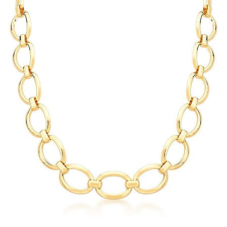 Colar com Elos Ovais e Fecho Boia Ouro