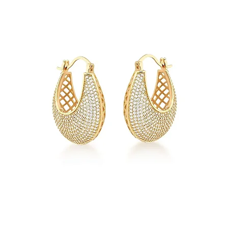 Argola Cravejada Pino Italiano Ouro