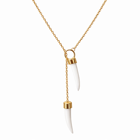 Colar Gravata com Pingente Dente de Sabre Ouro