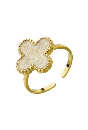 Anel Ajustável de Trevo Esmaltado