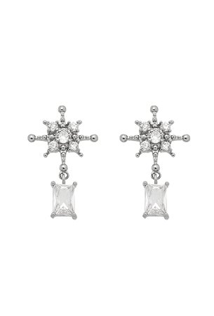 Brinco Estrela com Cristal Retangular