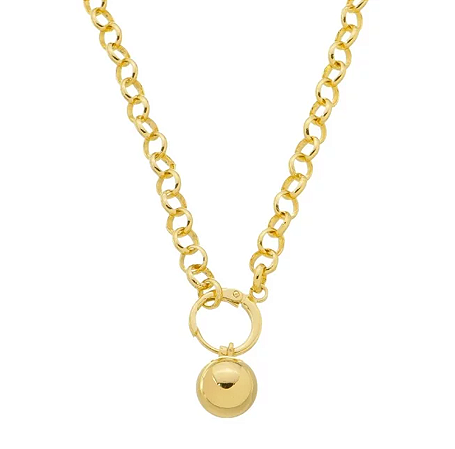 Colar Fecho Frontal com Pingente de Esferas Ouro