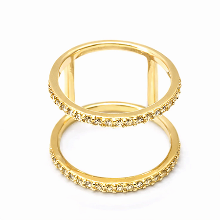 Anel Aro Duplo Cravejado