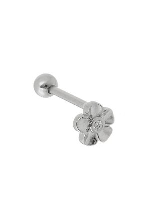 Piercing Flor com Zircônia Cristal Ródio