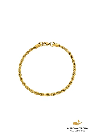 Pulseira Cordão Baiano Aço Dourado