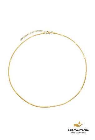 Colar Fita Prensada 2mm Aço Dourado