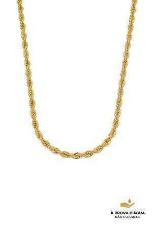 Colar Baiano Torcido 4mm Aço Dourado