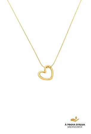 Colar Coração Torcido Aço Dourado