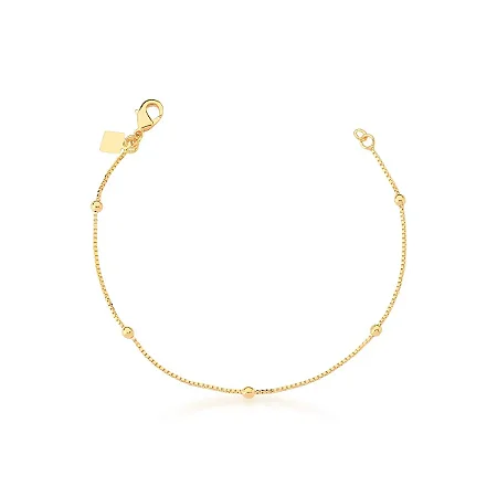 Pulseira com Esferas Dispersas e Lisas Ouro