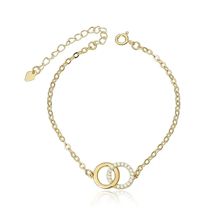 Pulseira 2 Círculos Entrelaçados Cravejados Ouro