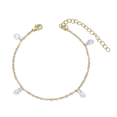 Pulseira com Pendentes de Gotas Zircônias Ouro