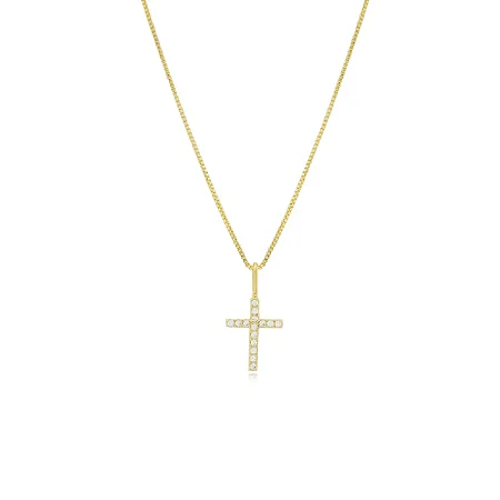 Colar Cruz Cravejado Ouro