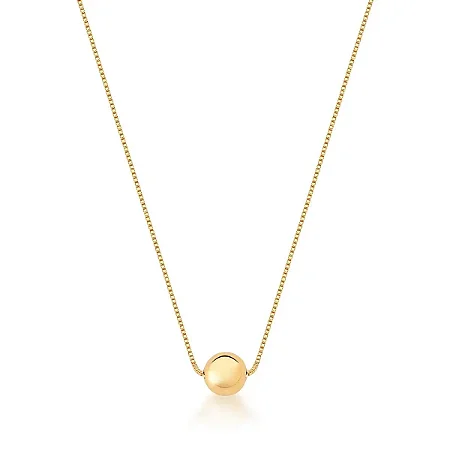 Colar com Pingente de Esfera Lisa Ouro