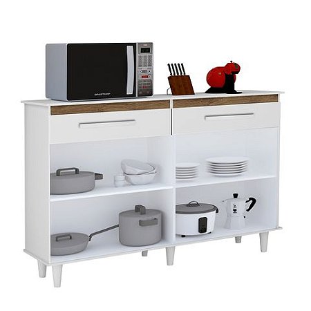 Balcão para Cozinha com 4 Portas e 2 Gavetas Madri Branco