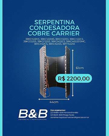 Serpentina Condensadora  Cobre  Springer Midea 38TFCA22S5