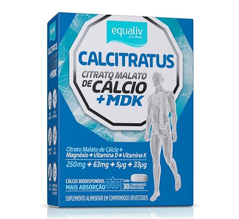 Calcitratus Citrato Malato de Cálcio + MDK - 30 comp. - Equaliv