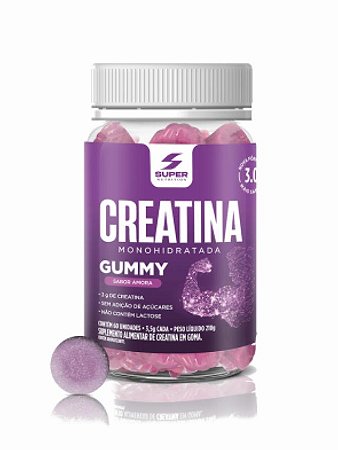 Super Gummy Creatina Sabor Amora (60 gomas).