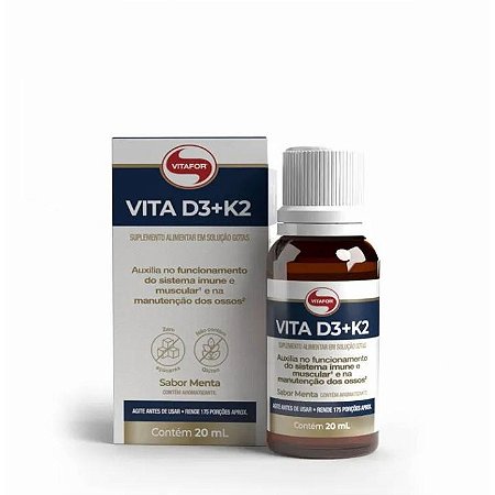 VITA D3 + K2 GOTAS FRASCO 20ML SABOR MENTA