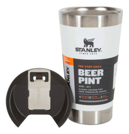 Copo Térmico de cerveja Branco Stanley com tampa e abridor | 473ML