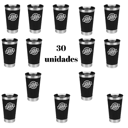 KIT 30 Copos Térmicos com Tampa e Abridor 473ml Personalizados à Laser com sua logo