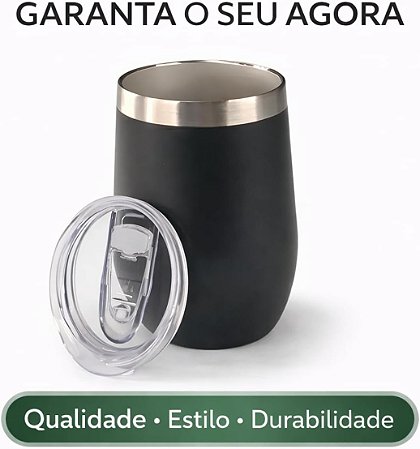 KIT 10 Copos Térmicos 360ml modelo Cuia com Tampa Personalizados à Laser com sua logo