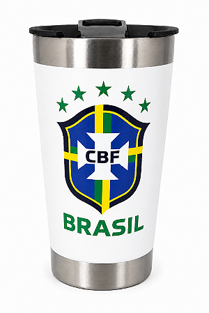 Copo Térmico com Tampa e Abridor 473ml do Brasil Copa do Mundo