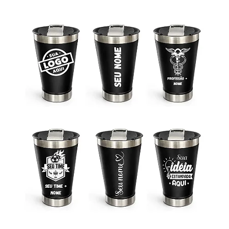 Copo Térmico com Tampa e Abridor 473ml Personalizados à Laser com sua logo