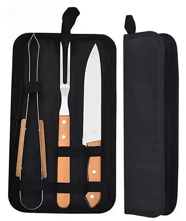 10 Kit Churrasco 3 Peças Personalizado Logo Nome etc
