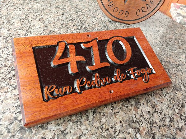 Número Residencial Personalizado em Madeira - 30 x 15 cm