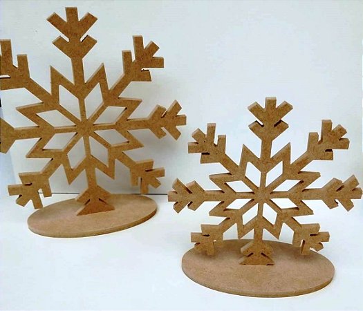 Totem Floco de Neve - Decoração Festa Infantil - Mdf Crú - Kit 3 Unidades