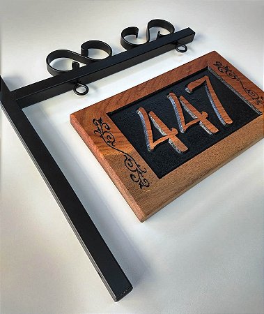Numero Residencial com Suporte Colonial - Placa 30 x 15 cm