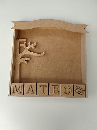 Kit Artesanato Porta Maternidade Cubos Arvore Bandeja Nome