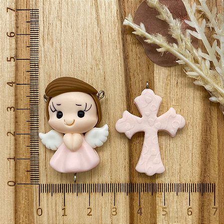 BISCUIT KIT ANJINHO E CRUCIFIXO ROSA