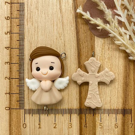 BISCUIT KIT ANJINHO E CRUCIFIXO CARAMELO