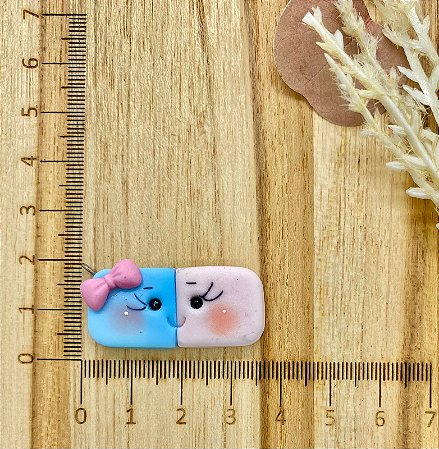 BISCUIT BORRACHA AZUL E ROSA BEBÊ