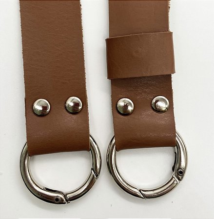 ALÇA DE BOLSA MONTANA CARAMELO  COM FECHO ARGOLA  MOSQUETÃO NÍQUEL