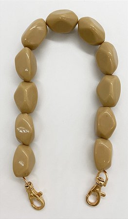 ALÇA DE BOLSA PEDRARIAS BEGE G MOSQUETÃO DOURADO