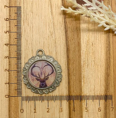 PINGENTE RESINADO ALCE NÍQUEL REDONDO