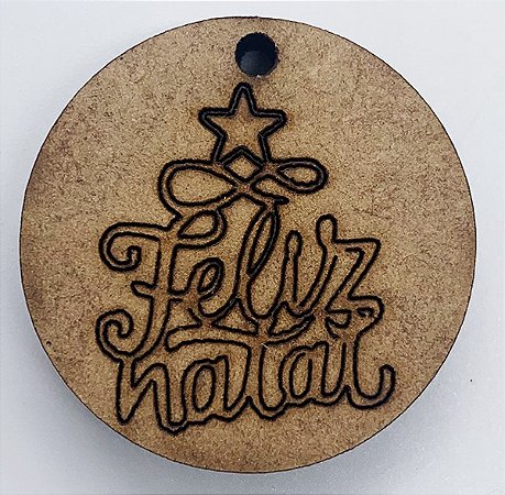 ENFEITE FELIZ NATAL REDONDO 3CM MDF 6MM
