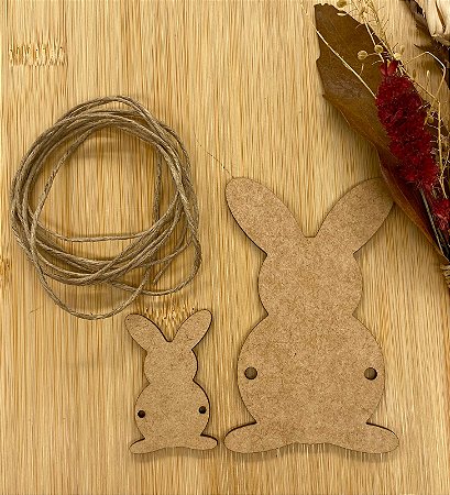 ENTREMEIO MDF COELHO COM FIO DE RÁFIA - 5 PÇS